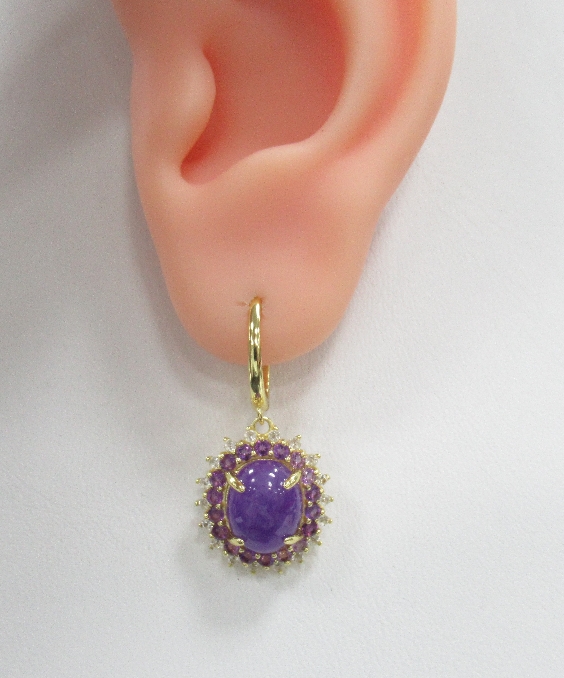 Серебряные серьги с лавандовыми жадеитами